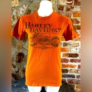 Harley Davidson, Womens, Large, Orange, Motorcycle Lover, Comfort, Casual Tshirt